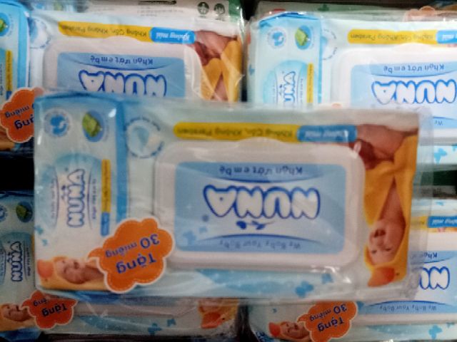 Khăn ướt em bé Nuna 100 miếng ,80m tặng 30 miếng