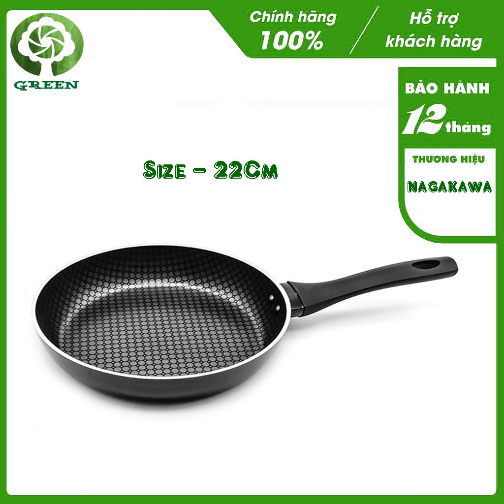 Chảo chống dính 5 lớp, đáy từ Nagakawa NAG2201 size 22cm - GREEN