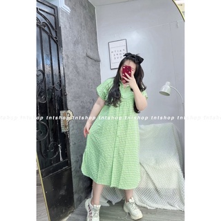 ĐẦM SƠ MI KẺ CARO DÁNG SUÔNG [ TNT SHOP BIGSIZE 60KG 90KG ]