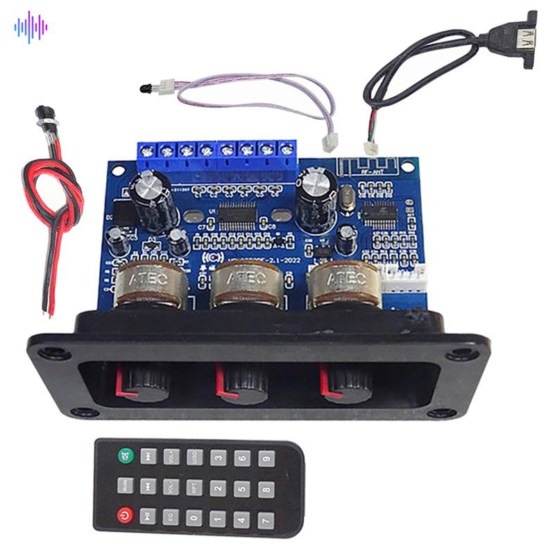 Bảng Mạch Khuếch Đại Âm Thanh Siêu Trầm Bluetooth 5.0 2X25W+50W 2.1 Kèm Dây Cáp USB Và Đầu Nối Điều Khiển Từ Xa