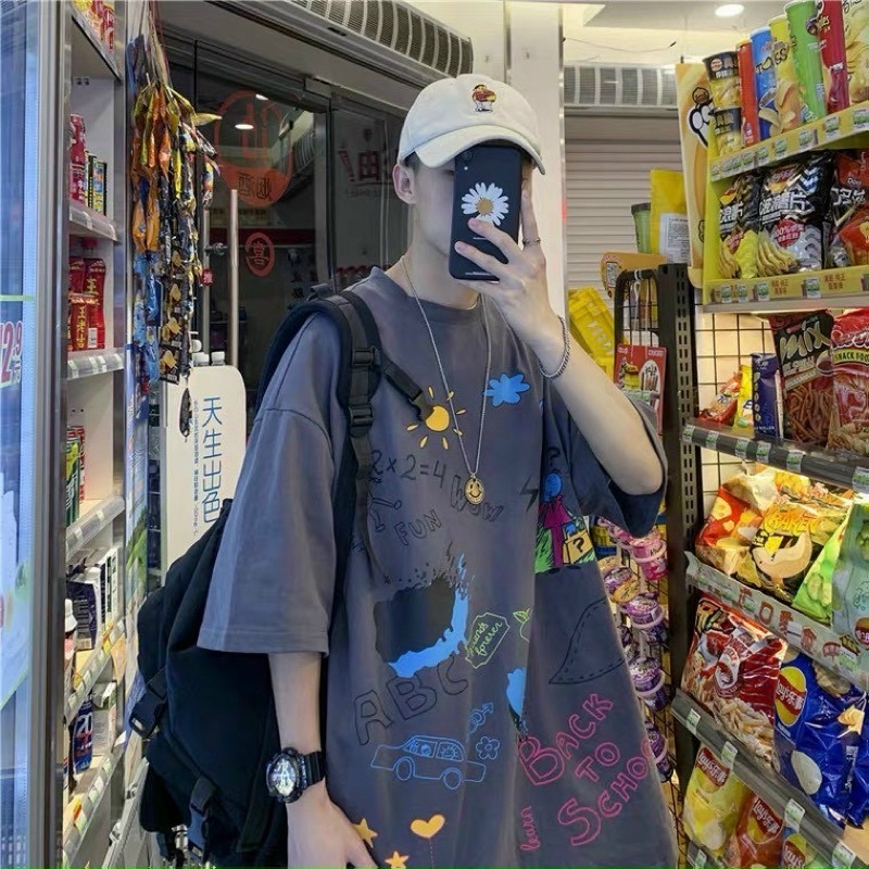 ÁO THUN, ÁO PHÔNG TAY LỠ UNISEX OVERSIZE, ÁO PHÔNG FORM RỘNG IN HÌNH SIÊU XINH-ATINHINHNHIEU