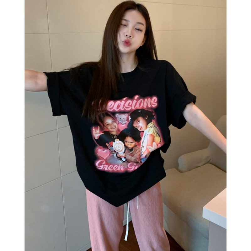 Áo Thun Cổ Tròn Ngắn Tay Dáng Rộng Thời Trang Mùa Hè Phong Cách Hiphop