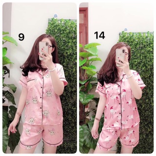 [Xả hàng] Bộ lụa hoạ tiết áo cộc - quần cộc