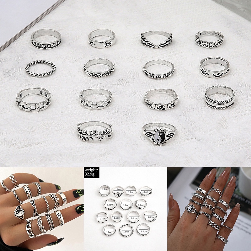 Bộ Nhẫn Bạc Cổ Điển Với 14 Đơn Vị