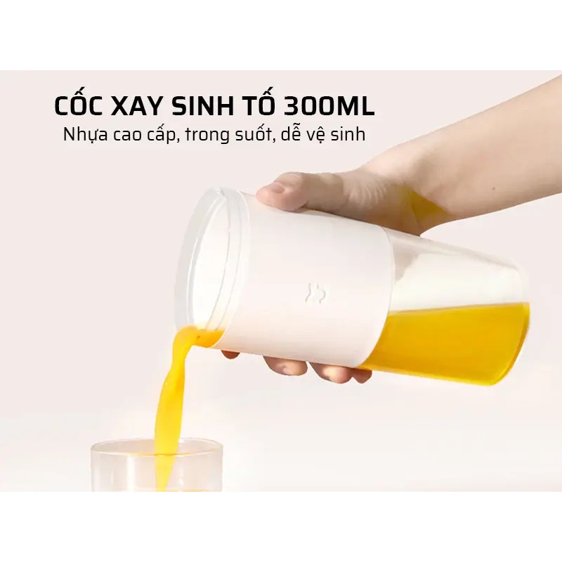 [Mã ELHA22 giảm 6% đơn 300K] Máy xay sinh tố cầm tay Xiaomi Mijia MJZZB01PL 300ML 4 lưỡi dao, khóa an toàn, sạc pin