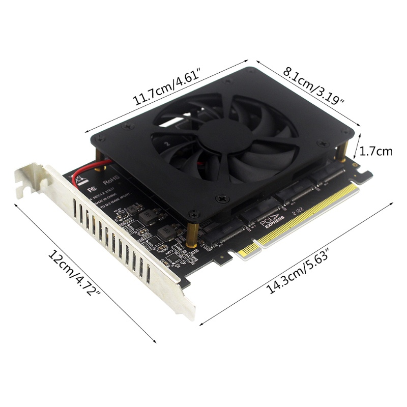 Thẻ chuyển đổi PCI-E 4.0 X16 sang NVME M.2 M Key 4 SSDs RAID Array