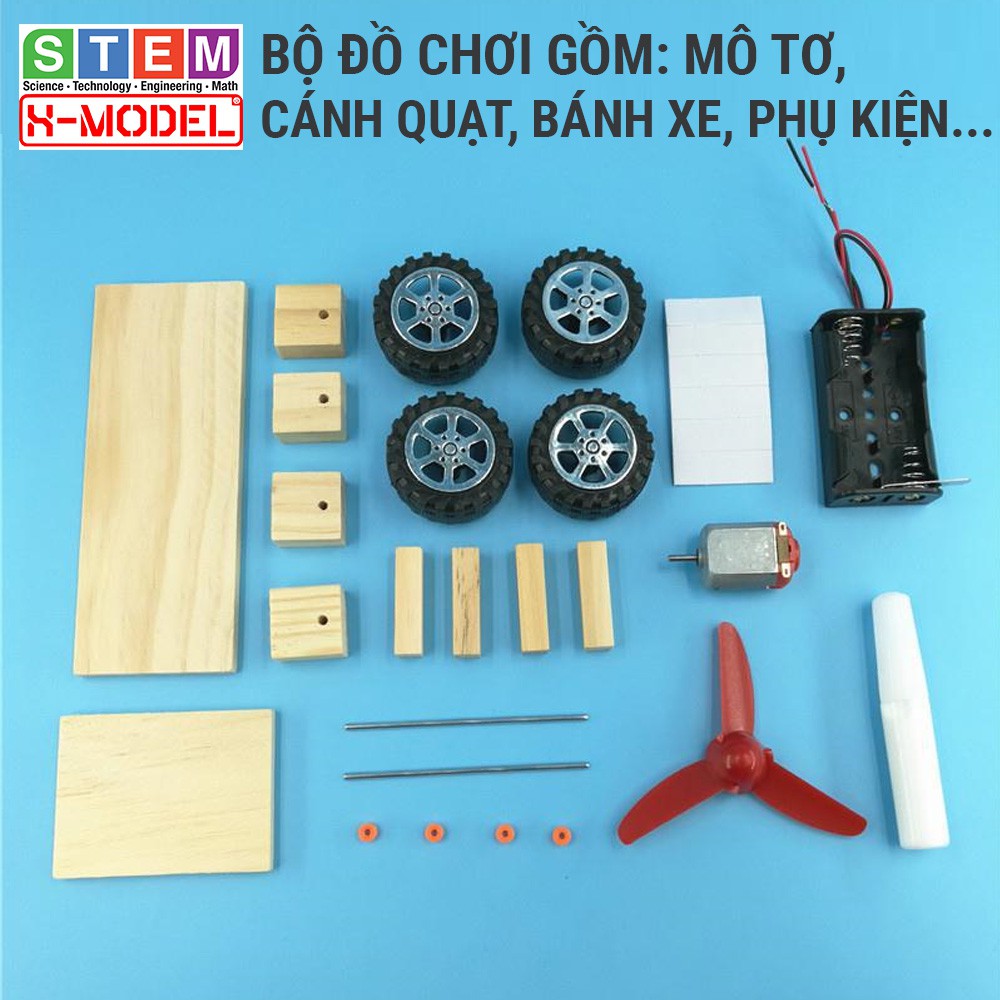 Đồ chơi sáng tạo STEM tự làm Ô tô đồ chơi gỗ mô tơ cánh quạt XMODEL ST53 Đồ chơi tự làm DIY Giáo dục STEM