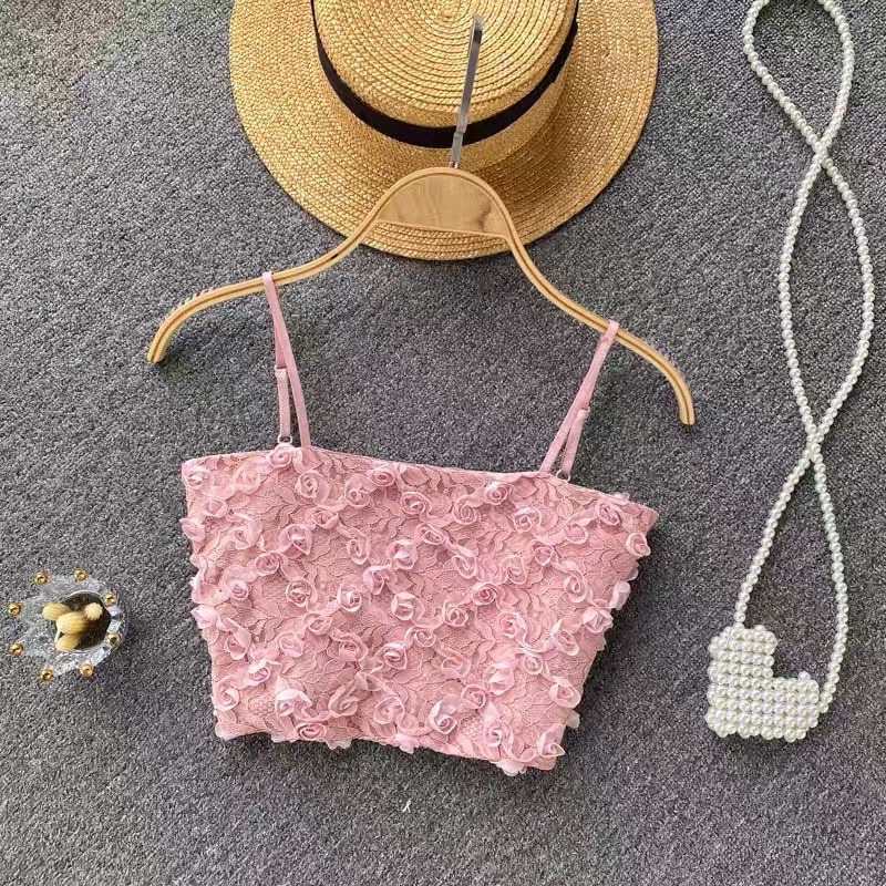 Áo Bra ren nữ 2 dây siêu điệu. Áo bra ống 2 dây kute hoa nổi