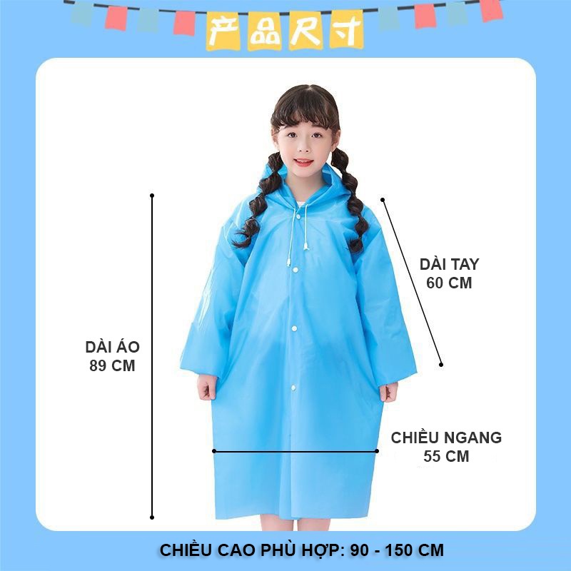 Áo mưa trẻ em, vải EVA thời trang, tiện ích cho bé trai &amp; bé gái
