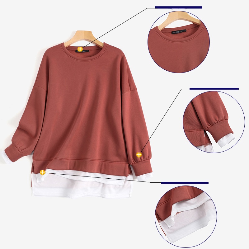 Áo ZANZEA tay dài phối màu sành điệu cho nữ