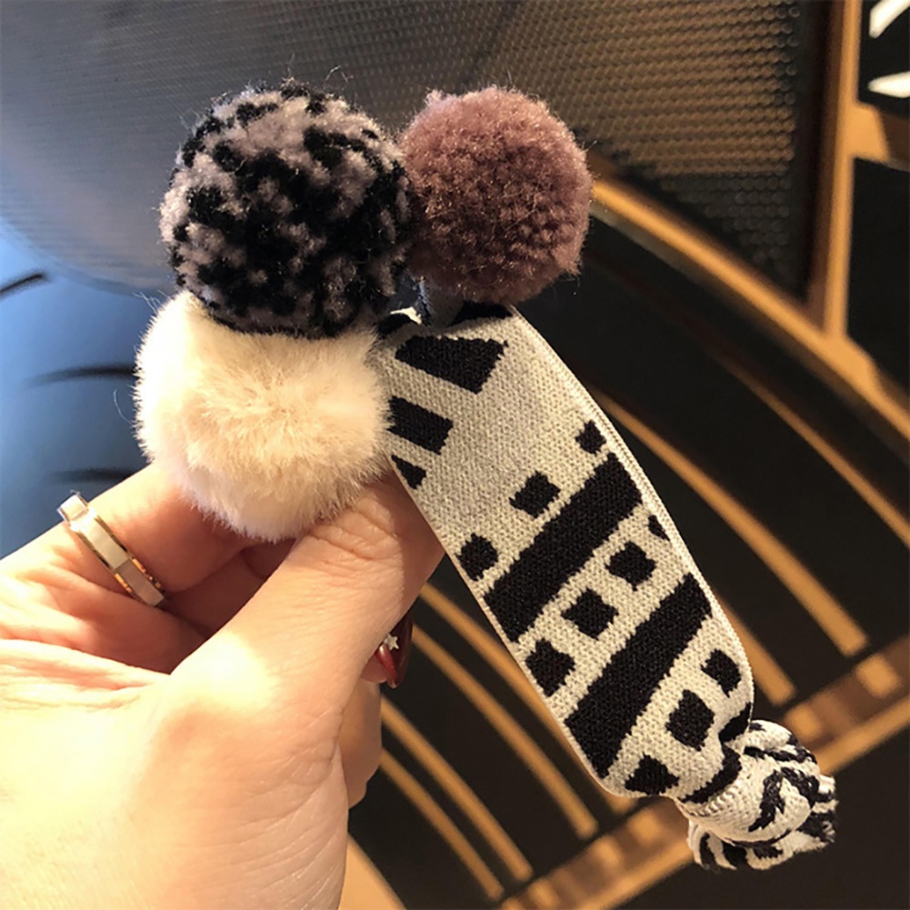 Dây thun cột tóc đính bóng lông co giãn cho nữ