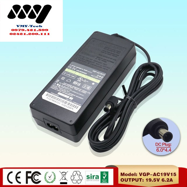 Nguồn Sạc Laptop Tivi SONY 19.5V 6.2A Adapter - Kèm dây nguồn - NEW 100%