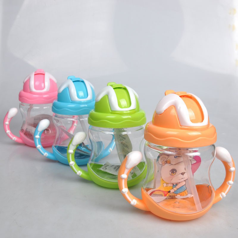 Children Baby Leakproof Lid Handle Portable Straw Cup Baby Learn To Drink Cup