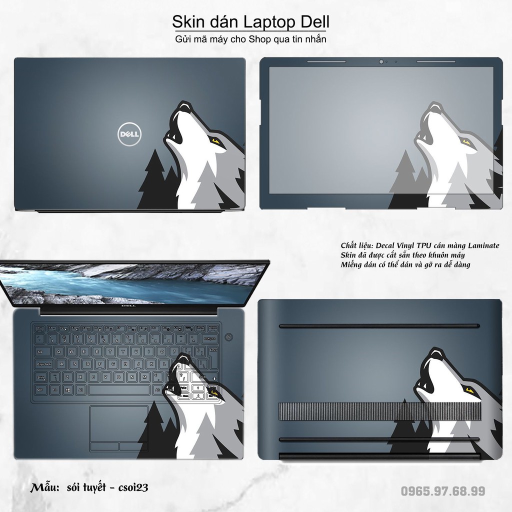 Skin dán Laptop Dell in hình sói tuyết (inbox mã máy cho Shop)