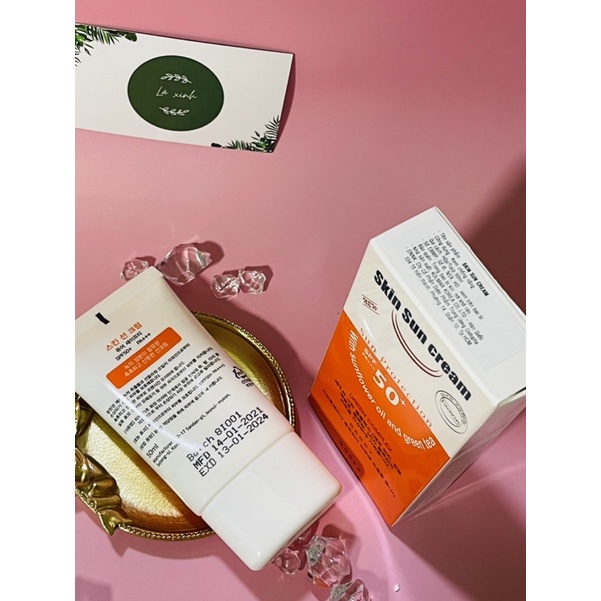 Kem Chống Nắng Cao Cấp Chiết Xuất Trà Xanh Và Dầu Hướng Dương Skin Sun Cream SPF50+PA+++