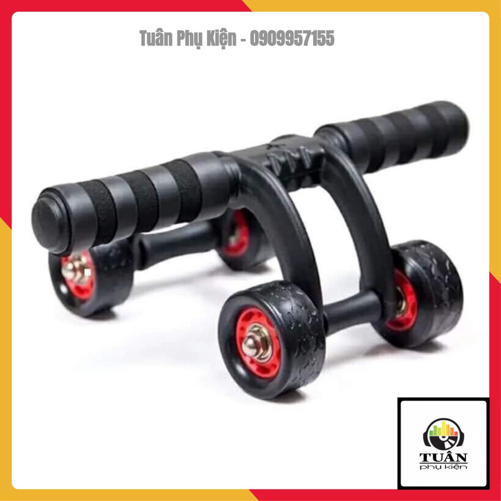 Con Lăn tập cơ bụng 4 bánh, 2 bánh cao cấp (tặng thảm lót gối), con lăng tập gập cơ bụng