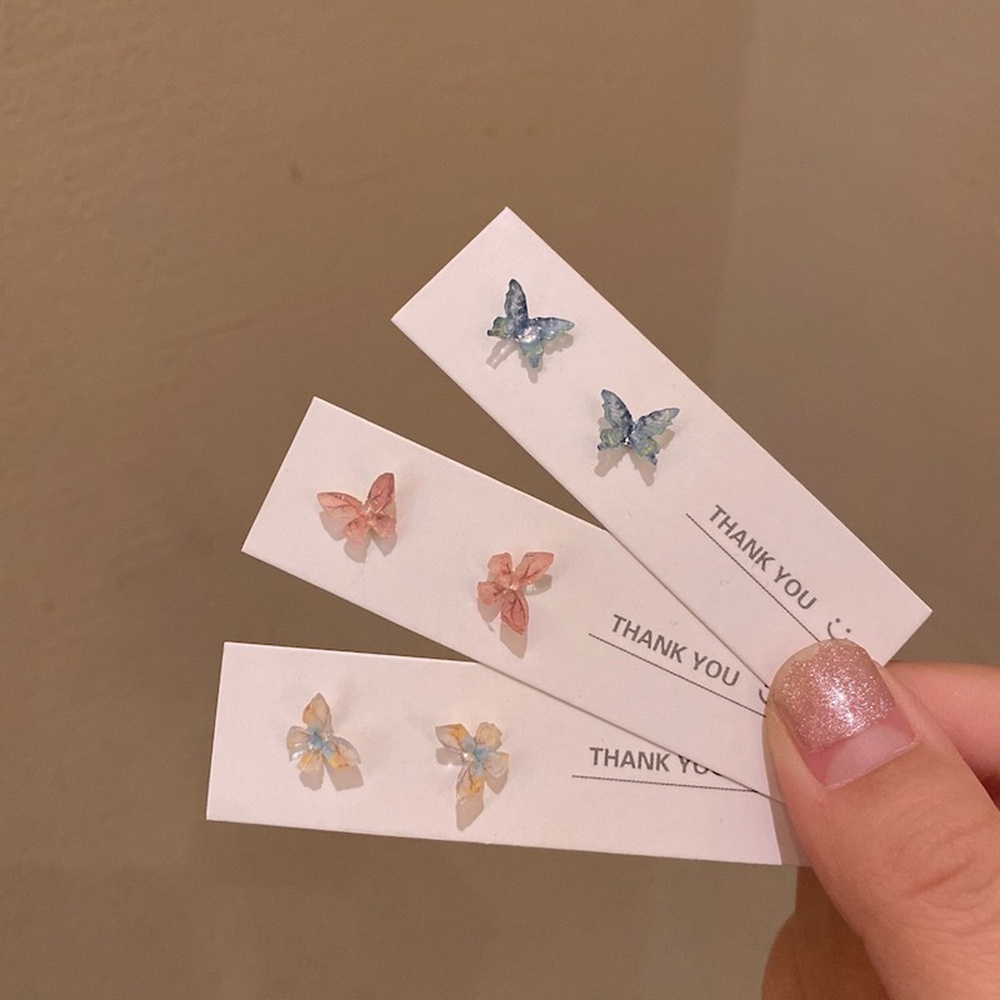 Khuyên tai mặt hình bướm trong suốt nhiều màu sắc đơn giản ngọt ngào