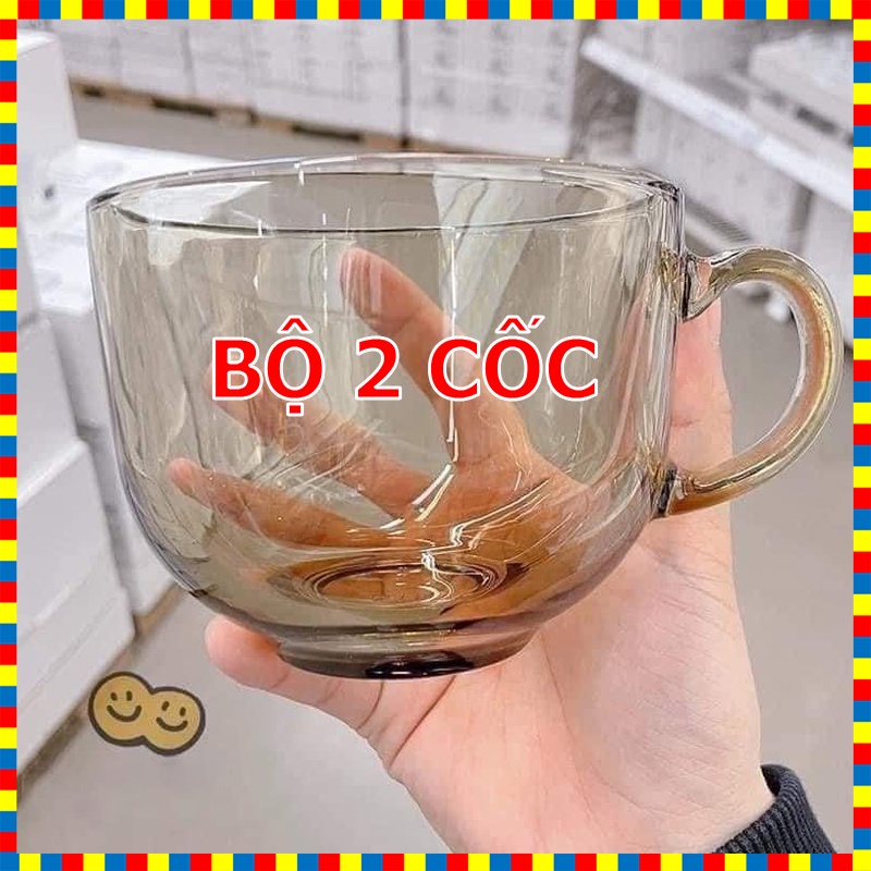 Cốc thủy tinh hổ phách 480ml, uống cafe, ăn sinh tố tuyệt vời RIO STORE