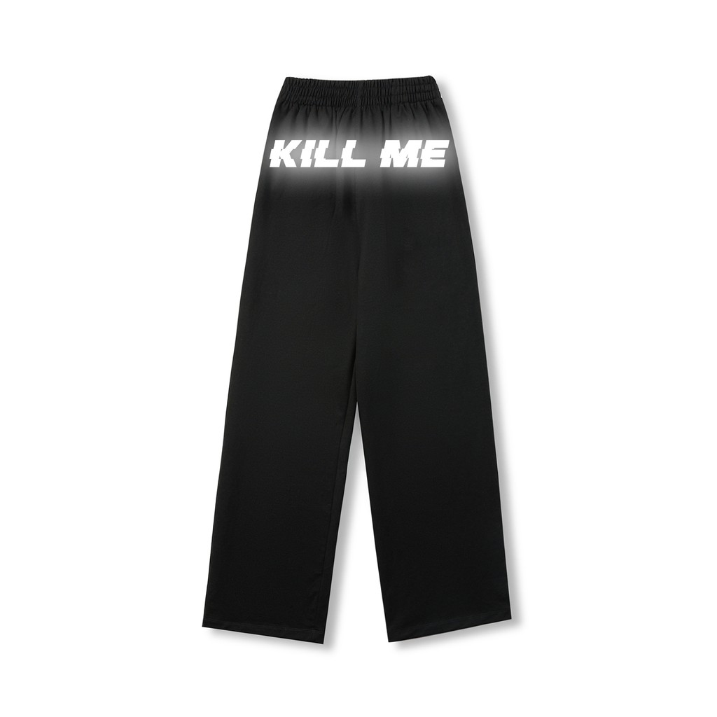 Quần thun ống rộng, dáng suông KILL ME nam nữ trắng và đen, phản quang, vải co giãn tốt, phong cách unisex KILL SYSTEM