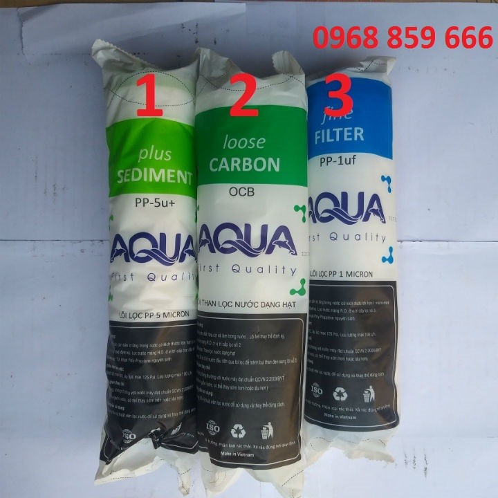 Bộ 3 lõi lọc nước 1-2-3 AQUA (Dùng được cho mọi máy RO)