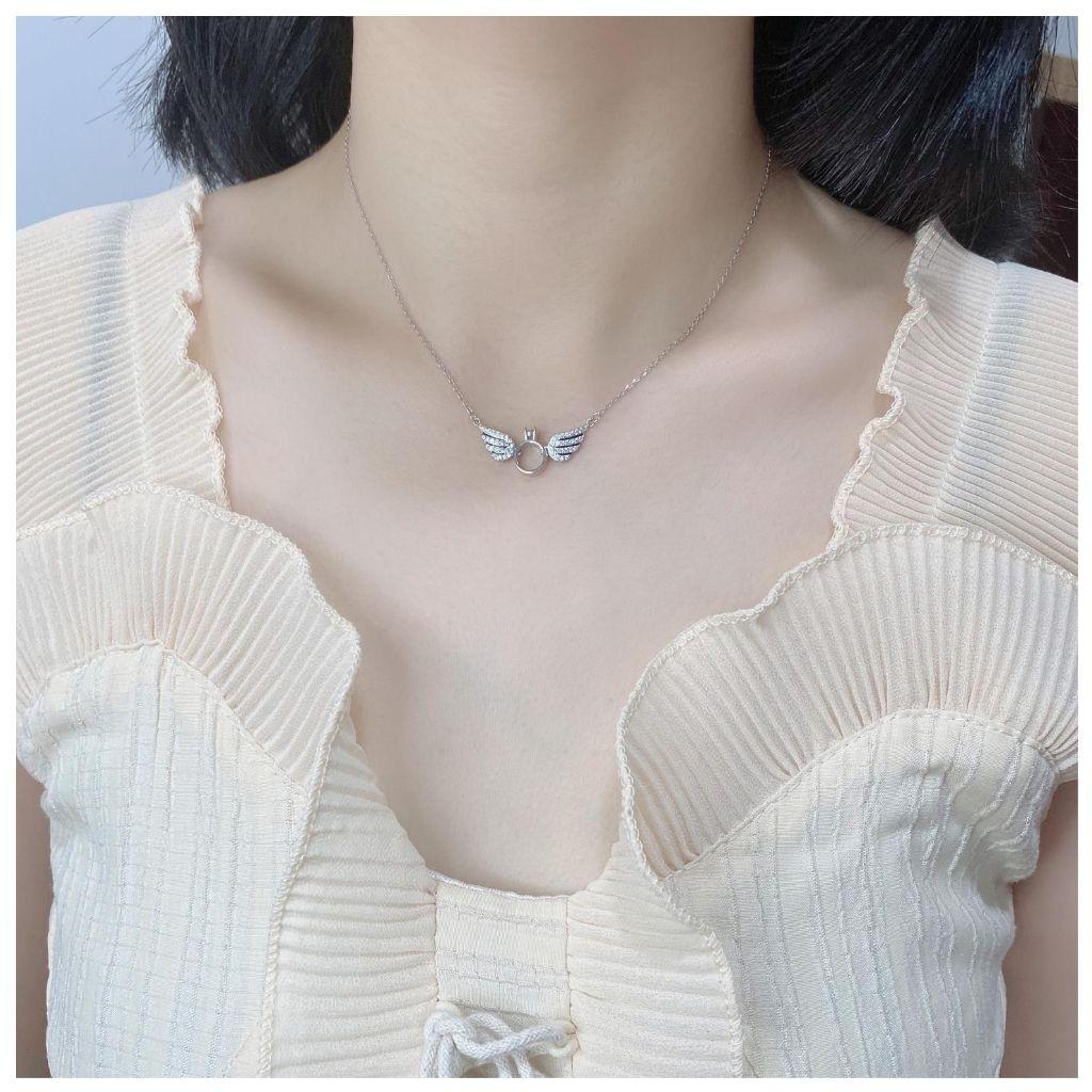 DÂY CHUYỀN BẠC NỮ ĐÔI CÁNH THIÊN THẦN TẶNG VÒNG CHỈ ĐỎ MAY MẮN | BigBuy360 - bigbuy360.vn