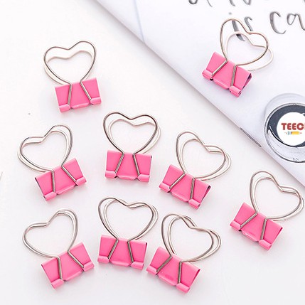 <Ảnh Thật Shop Chụp> Kẹp Bướm Kim Loại Giữ Giấy Ghi Chú Tài Liệu Đánh Dấu Sách Đồ Dùng Hình Trái Tim Độc Lạ D090