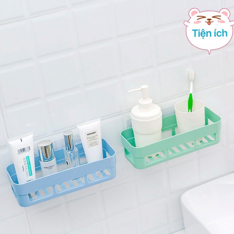 [❌GIÁ SỈ❌]Khay Đựng Vật Dụng Dán Tường Không Cần Khoan Tường, Kệ Nhựa Hình Chữ Nhật Để Đồ Nhà Bếp Nhà Tắm Đa Năng 88230