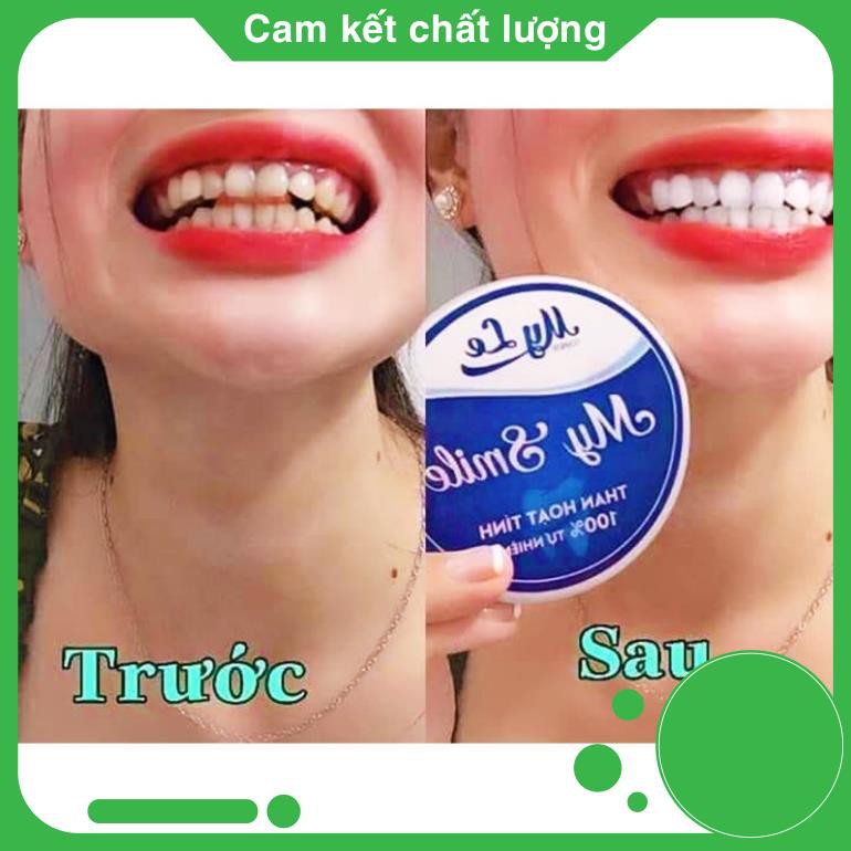 [TẶNG BÀN CHẢI] Trắng răng than hoạt tính My Smile 70gr, bột đánh răng làm trắng răng từ than hoạt tính