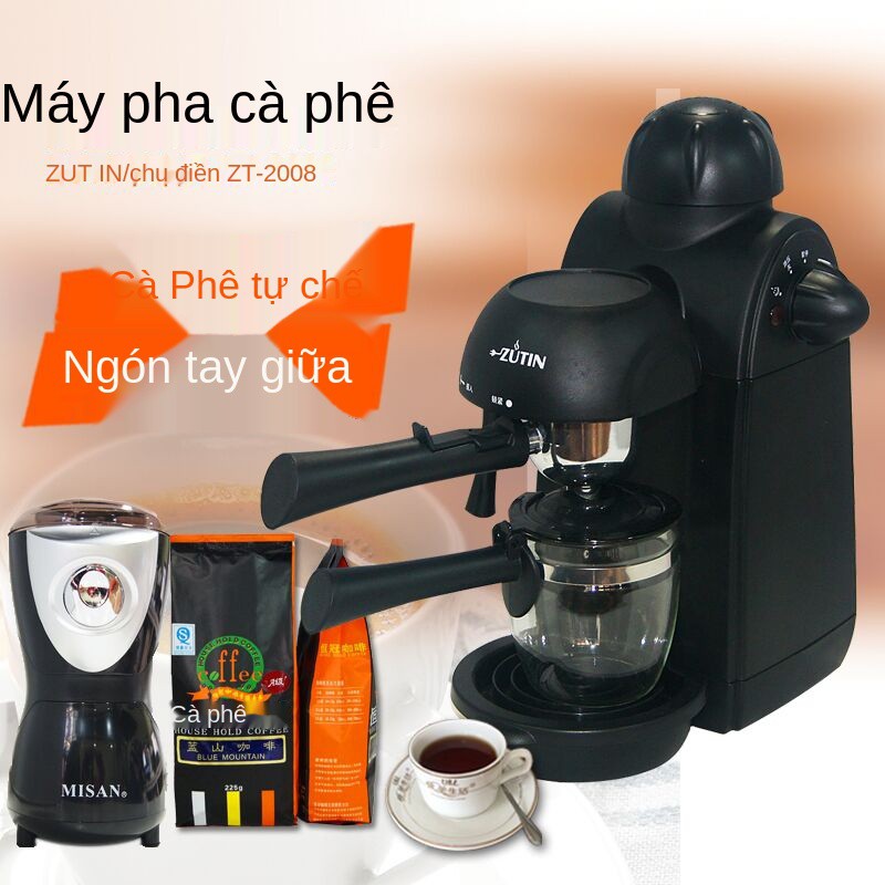 ♂┋♟Máy pha cà phê Zhutian ZT2008 nhà nhỏ bán tự động bọt Ý mới xay