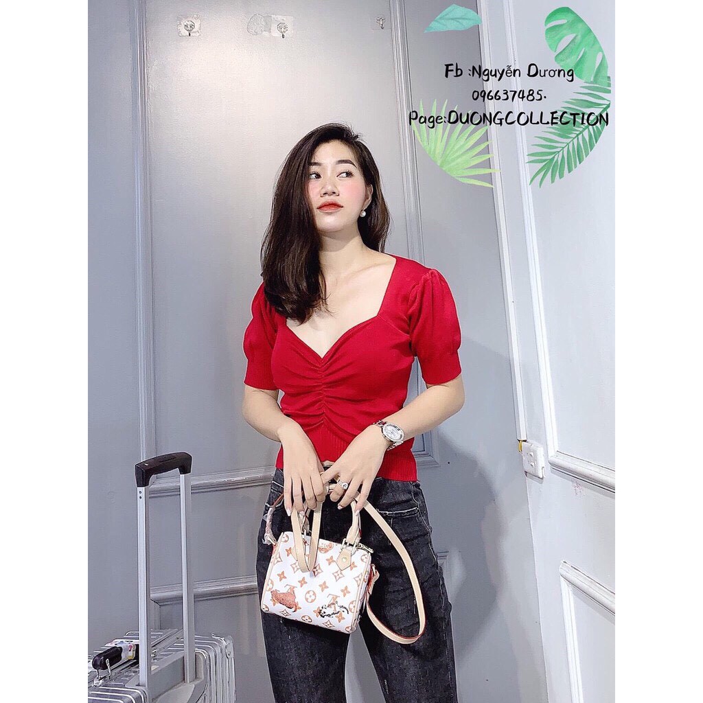 Áo Len Nhúm Ngực Cổ V Siêu Hót(#374)_Xưởng May Quang Anh