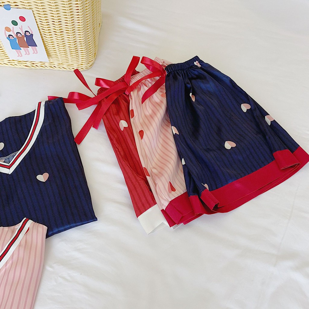 [ Mã WASTRUN4 giảm 10% tối đa 30K đơn 99K] Bộ Lụa mặc nhà ngắn Tim sọc cổ V 🌿 BIG SIZE 🌿 Lụa băng mềm mại - IVY081 | BigBuy360 - bigbuy360.vn
