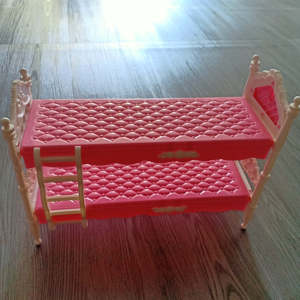 Giường Tầng Cho Búp Bê hai màu xanh hồng dài 32cm rộng 10cm cao 22cm