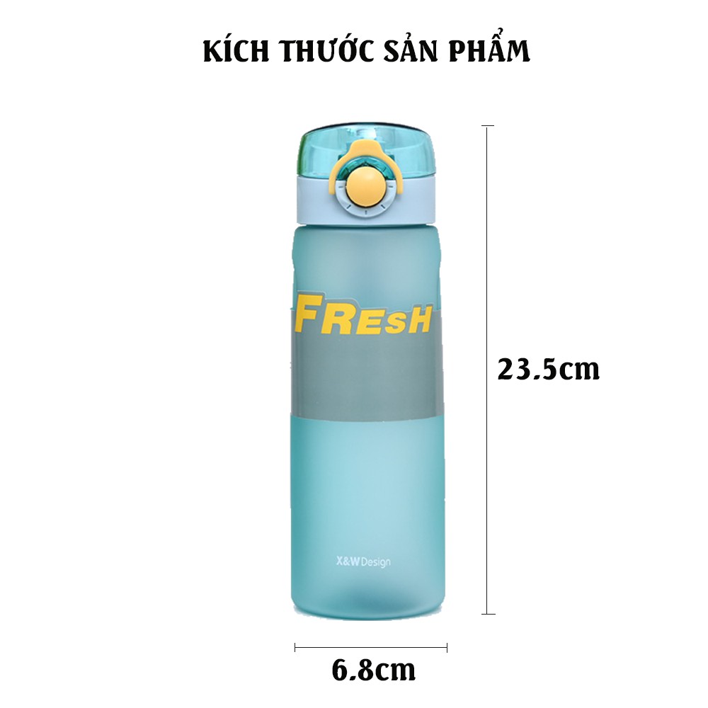 [ HÀNG CHUẨN ] Bình Nước Thể Thao Nhựa PP Cao Cấp Dung Tích 500ml &amp; 700ml Bình Tập Gym FRESH BN05