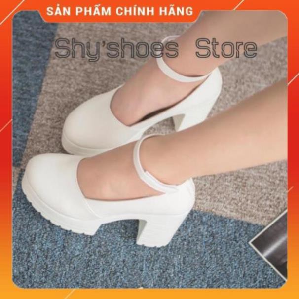 💥Giày cao gót Lolita Cosplay đế vuông 9cm (trắng, đen)💥