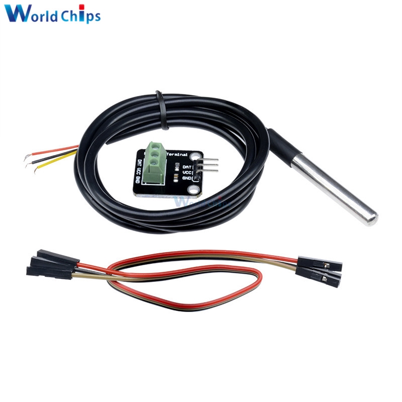 Ds1820 Túi Cảm Biến Nhiệt Độ ds18b20 Chống Thấm Nước 18b20 Cho arduino Dài 1m