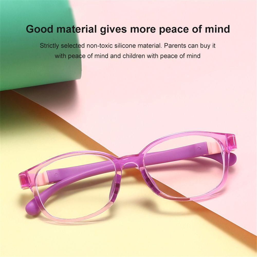 ☆ROSE☆ Boys Girls Fashion Anti-blue Light Glasses Anti-blue Rays Kids Eyeglasses Soft Frame Goggle Vision Care Blocking Reflective Ultralight Radiation Protection Silicone TR Eyewear/Multicolor