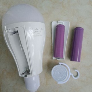 Bóng đèn sạc - Bóng nấm tích điện 2 pin công suất 20W tự động bật sáng khi cúp điện