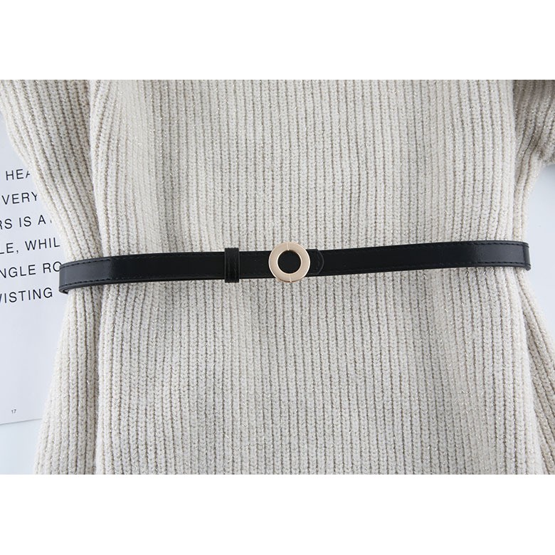 Thắt lưng mảnh bản nhỏ mặt tròn, belt váy da xinh bản 1.8cm TL409 - Thắt Lưng Giá Tốt