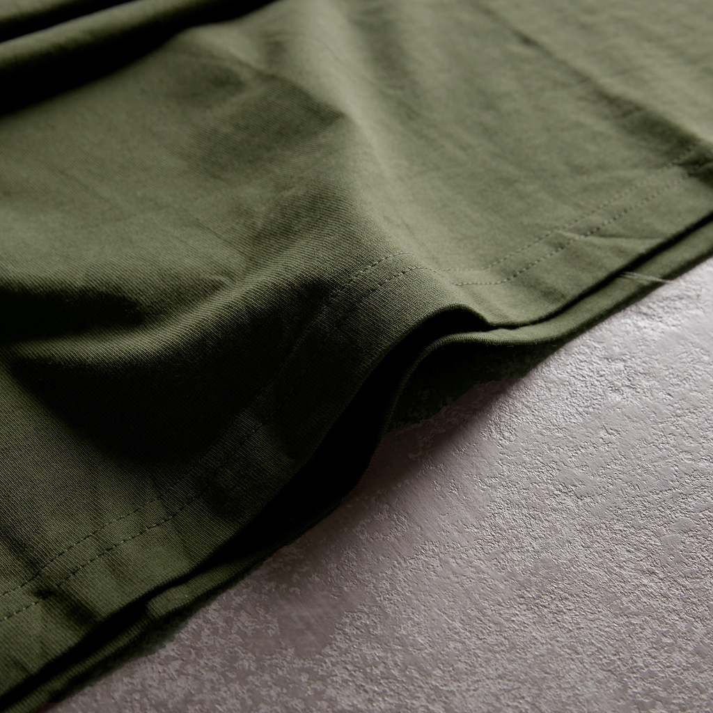 Áo Thun Trơn Gori Basic Tee | Form Rộng Tay Ngắn Xanh Rêu.
