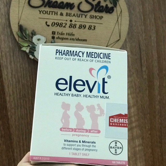Viên uống Elevit bà bầu 100 viên- ĐỦ BILL