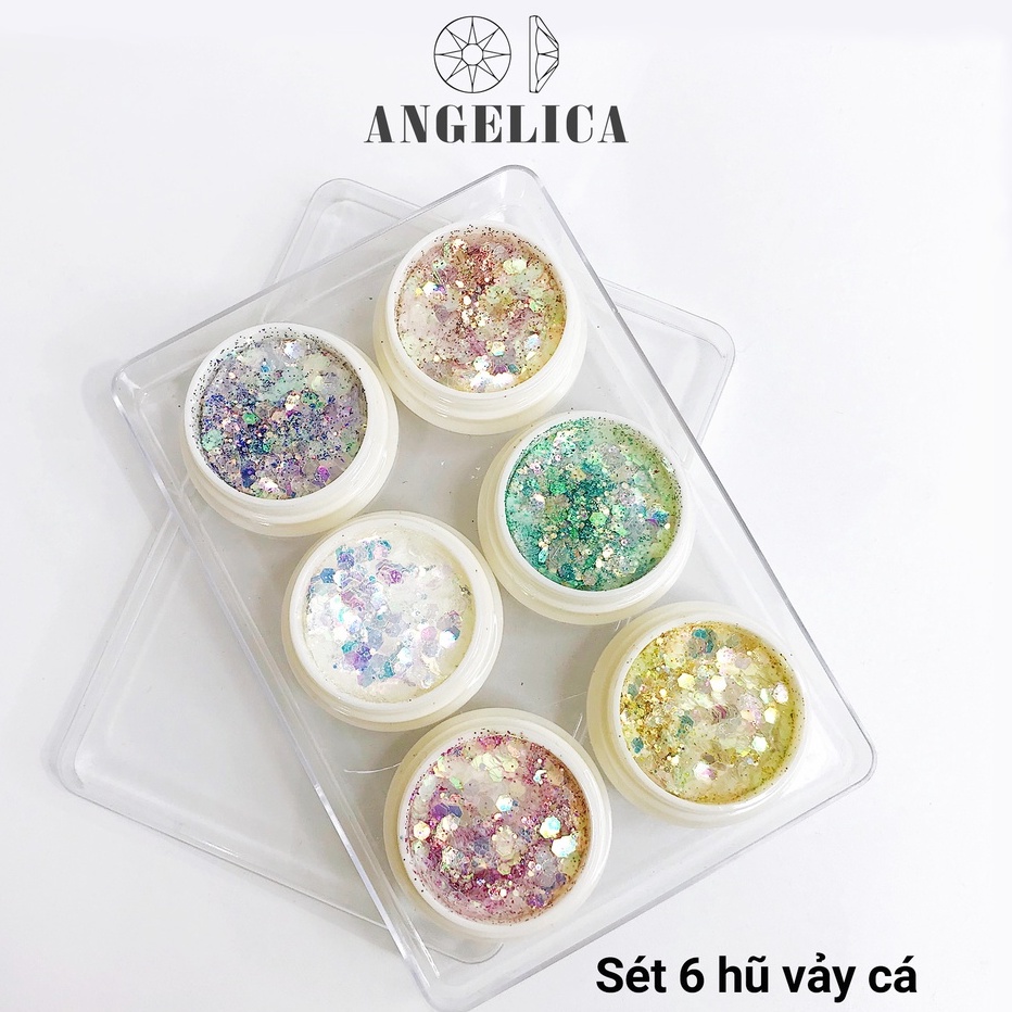 Set 6 Hũ Nhũ Vảy Cá Trang Trí Móng ANGELICA S6NVC