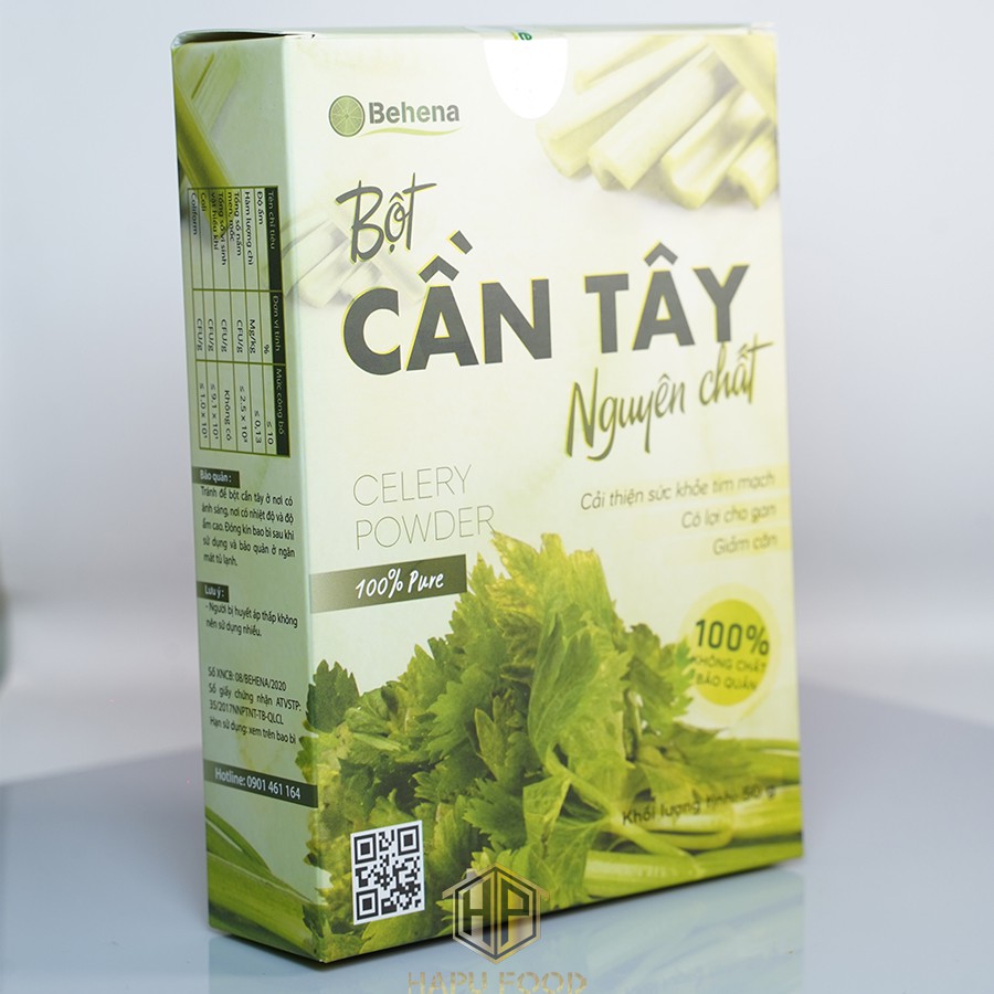 Bột cần tây nguyên chất Behena 50gr - Cải thiện sức khoẻ tim mạch - HapuFood