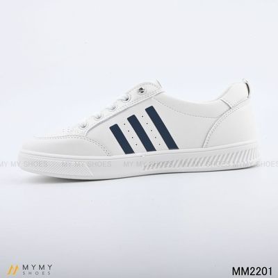 MM2201 Giầy thể thao da lì dây thun 3 vạch màu 2p | BigBuy360 - bigbuy360.vn