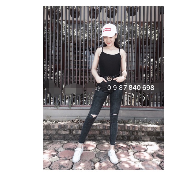 Quần jean đen dài đốm muối tiêu co dãn mạnh | BigBuy360 - bigbuy360.vn