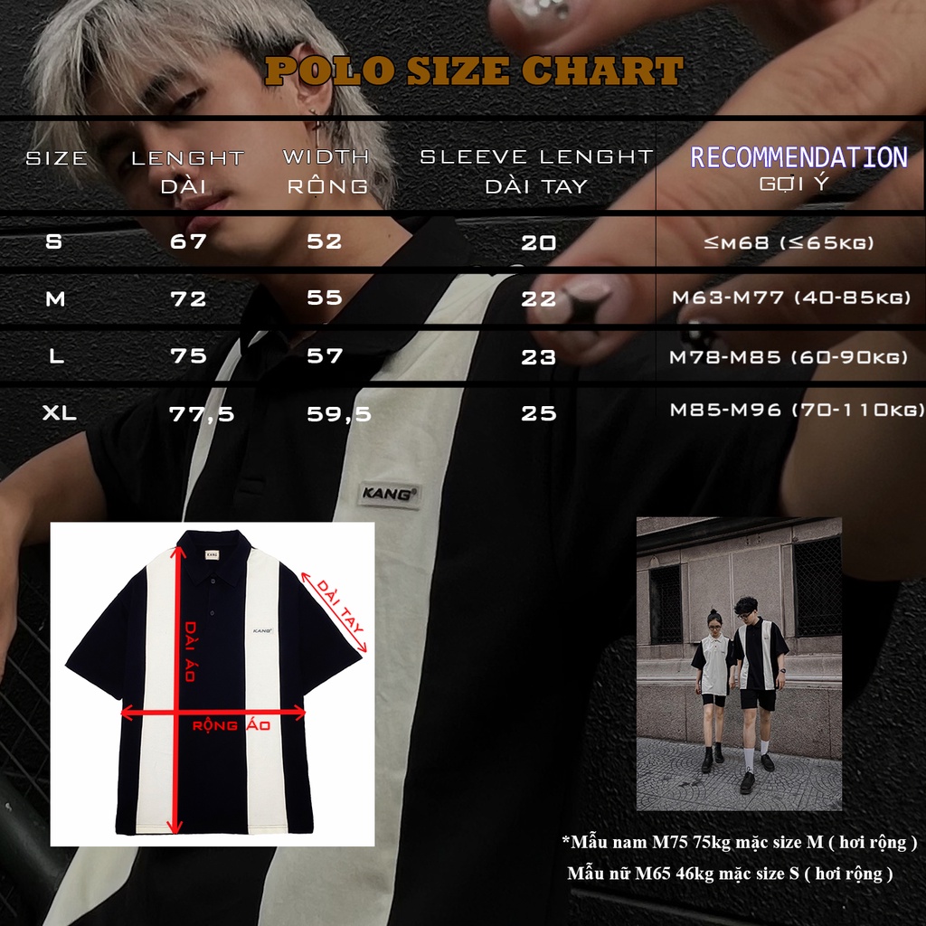 Áo Polo KANG Áo polo form rộng kẻ sọc sang trọng dành cho nam nữ Striped Polo Shirt