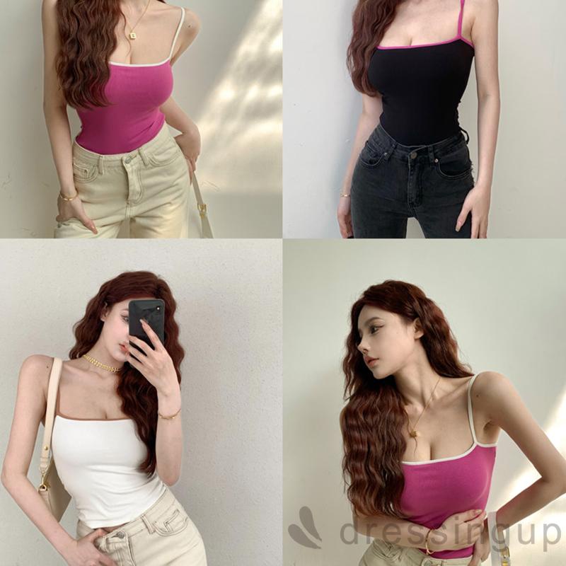 Áo Hai Dây Màu Sắc Tương Phản Thời Trang Mùa Hè Cho Nữ