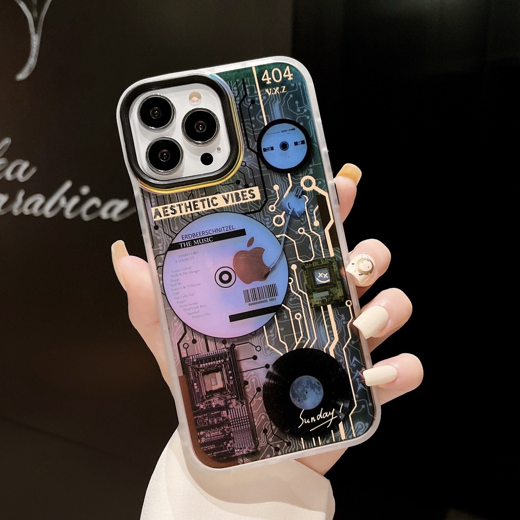 Ốp Điện Thoại Silicon Tpu Mềm Chống Sốc Chống Rơi In Hình Âm Nhạc Laser 2 Trong 1 Cho iPhone 14 13 12 11 Pro XS Max XR Plus