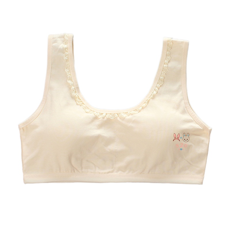 Áo Ngực Thể Thao Cotton Dạng Chữ U Họa Tiết Hoạt Hình Phối Ren Có Đệm Mút Cho Nữ
