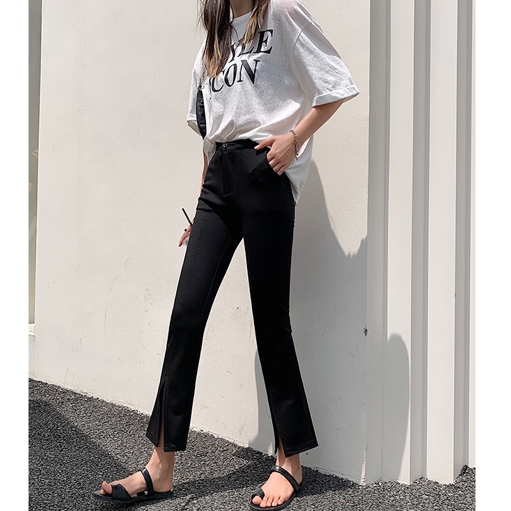 Quần Ống Rộng Lưng Cao Màu Đen Size Lớn 54456 Thời Trang Cho Nữ