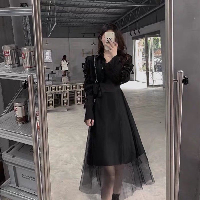 ULZZANG Set váy hai dây đen ulzzang CÁ TÍNH hot TIKTOK 2021